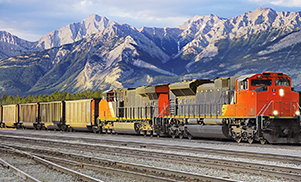 Train with Mountain Backdrop